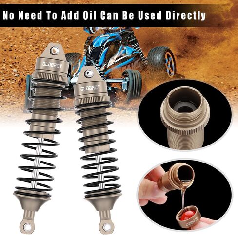 صدمات الزيت EPINON RC من الألومنيوم الأمامي والخلفي لصدمات 1/10 Slash Stampede Rustler Bandit Hoss F-150 2WD/4x4 استبدال أجزاء الترقية 5862 (4 قطع بني) in Kuwait