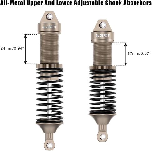 صدمات الزيت EPINON RC من الألومنيوم الأمامي والخلفي لصدمات 1/10 Slash Stampede Rustler Bandit Hoss F-150 2WD/4x4 استبدال أجزاء الترقية 5862 (4 قطع بني) in Kuwait