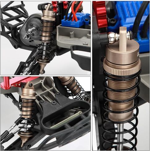 صدمات الزيت EPINON RC من الألومنيوم الأمامي والخلفي لصدمات 1/10 Slash Stampede Rustler Bandit Hoss F-150 2WD/4x4 استبدال أجزاء الترقية 5862 (4 قطع بني) in Kuwait