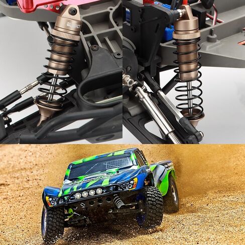 صدمات الزيت EPINON RC من الألومنيوم الأمامي والخلفي لصدمات 1/10 Slash Stampede Rustler Bandit Hoss F-150 2WD/4x4 استبدال أجزاء الترقية 5862 (4 قطع بني) in Kuwait