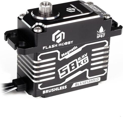 FLASH HOBBY BLS3837MED 8.4 فولت 37 كجم، أجهزة معدنية مقاومة للماء 14 بت، جهاز تشفير مغناطيسي بدون فرش مع 1/8، 1/10، سيارة RC/روبوت/قارب/طائرة (37 كجم 180 درجة) in Kuwait