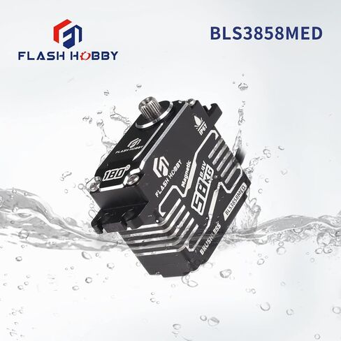 FLASH HOBBY BLS3837MED 8.4 فولت 37 كجم، أجهزة معدنية مقاومة للماء 14 بت، جهاز تشفير مغناطيسي بدون فرش مع 1/8، 1/10، سيارة RC/روبوت/قارب/طائرة (37 كجم 180 درجة) in Kuwait