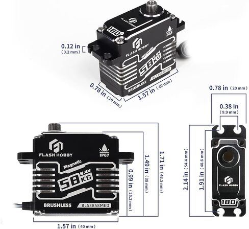 FLASH HOBBY BLS3837MED 8.4 فولت 37 كجم، أجهزة معدنية مقاومة للماء 14 بت، جهاز تشفير مغناطيسي بدون فرش مع 1/8، 1/10، سيارة RC/روبوت/قارب/طائرة (37 كجم 180 درجة) in Kuwait