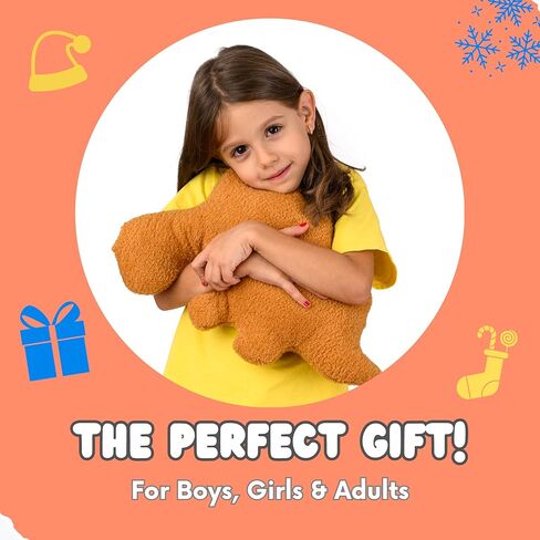 nutty toys Super Soft & Cute Dino Nugget Plush Pillow - Large 18" Dinosaur Chicken Nugget Room Decor for Boys & Girls - Top 2023, Best Stocking Stuffers for Kids, Tweens, Teens & Adults in Kuwait