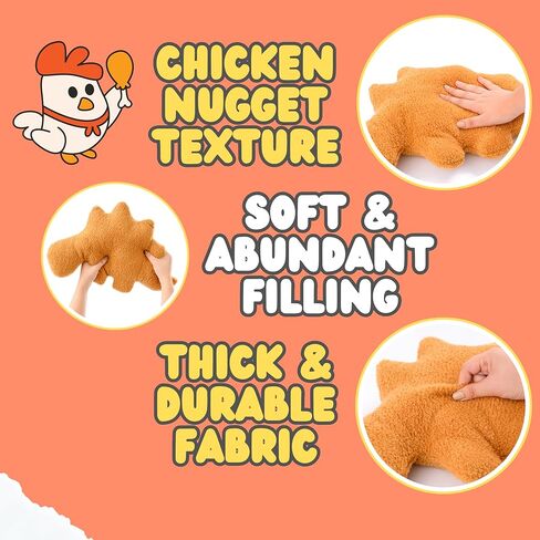 nutty toys Super Soft & Cute Dino Nugget Plush Pillow - Large 18" Dinosaur Chicken Nugget Room Decor for Boys & Girls - Top 2023, Best Stocking Stuffers for Kids, Tweens, Teens & Adults in Kuwait