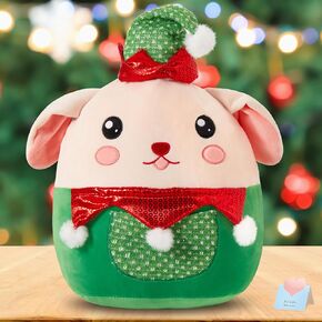 12'' Christmas Santa Claus Soft Plush Pillow Durable Christmas Santa Stuffed Animal with Gift Bag Toy Xmas for Toddler Kids & Adults