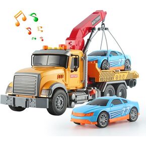 Kids Big Cement Mixer Toys Truck Toys Engineering car Lights Sounds,Friction Powered Push car，Go Construction Vehicles Toddlers Boys and Girls Gift car Age 3+