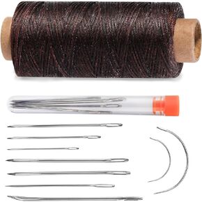 109yard Waxed Thread, Leather Sewing Waxed Thread with Heavy Duty Leather Needles, Professional Leather Thread for Hand Sewing Leather Craft Repair Leather Shoes Bags Sofa (Black)