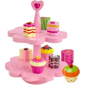 مجموعة شاي دراجون درو للبنات الصغار - لعبة مجموعة الشاي الخشبية التظاهري - مجموعة ألعاب الشاي، حامل مغناطيسي للكعك - in Kuwait