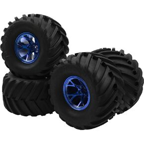 إطارات مطاطية HIRCQOO مقاس 5.31 بوصة OD ومحور عجلة 12 مم متوافق مع Traxxas Rustler HPI HSP Volcano Tamiya Exceed Himotto 1/10 شاحنة الوحش للطرق الوعرة، 135 مم × 73 مم (أحمر)