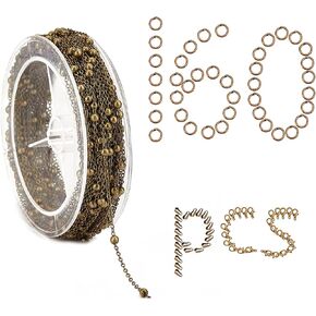 SUNNYCLUE 39 Feet Antique Bronze Satellite Chains Necklace Jewelry Making Chains with Brass Jump Rings Lobster Clasps Pinch Bails for Necklaces Bracelets Anklet Earring Jewelry Making in Kuwait
