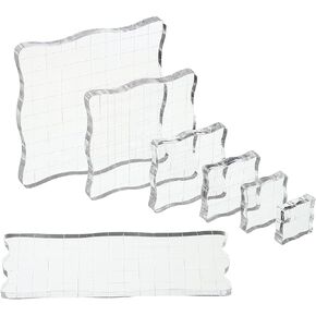 PATIKIL Acrylic Stamp Block, 7 Pack Clear Stamping Block with Grid Lines Decorative Mounting Blocks Set Wave for Scrapbooking DIY Crafts Card Making in Saudi Arabia