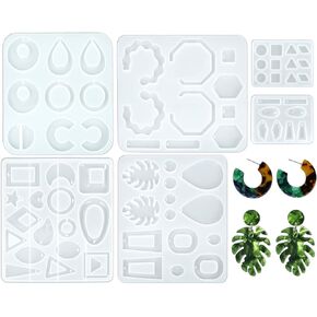 6 Pieces Silicone Earring Moulds Keychain Epoxy Pendant Ear Studs Resin Molds for DIY Crafts Jewelry Casting Making in Saudi Arabia