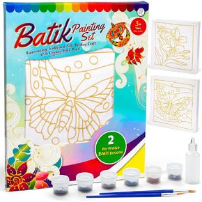 Malaysian Batik Organic Colors Painting 2-in-1 Kit (Butterfly, Orchid Flower) - Art Craft Painting Activity Kit Set for Adults and Kids