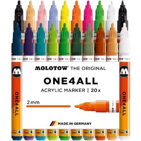 MOLOTOW ONE4ALL Acrylic Paint Marker Set 2, 4mm, Assorted Colors, 12 Marker Set, 1 Set Each (200.164)
