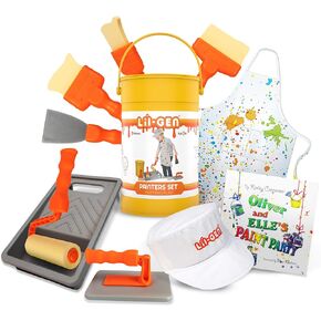 Li’l-Gen Pretend Play Painter Set with Book - 11 Piece Kids Tool Set with Dress Up Cap and Apron - Mess Free Toddler Toys for Boys and Girls - Gift Toys for Ages 3 + Years Old