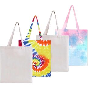 JWYINGIN 4 PCS ​White Bags for Tie Dye,Tie dye Party Tote Bags Reusable White Bags,Tote Bags Items Things To Tie Dye Party Supplies in Saudi Arabia