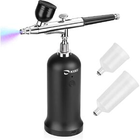 KIBEE Updated Cordless Airbrush Kit with Compressor,USB-C Rechargeable Airbrush with High Pressure Compressor,Wireless Dual Action Air Brush Gun for Barber,Cake Decor,Nail Art,Painting,Makeup…