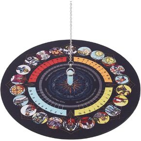CRASPIRE Pendulum Mat, Altar Tarot Card Pad Dowsing Pendulum Ceremony Rubber Mat with 1 Crystal Dowsing Pendulum Necklace for Altar Supplies Pendulum Board Dowsing Divination in Kuwait
