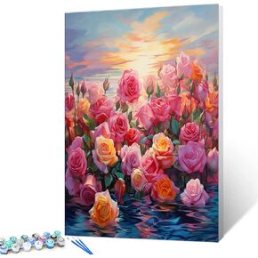 Tucocoo Saguaro Cactus Paint by Number for Adults, Pink Sky Easy DIY Oil Painting Kits on Canvas with Brushes and Acrylic Pigment, Arizona Desert Landscape Picture for Home Decor 16x20 inch Frameless