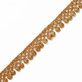 5/8 Inch Metallic Gold Flat pom pom Trim for Bridal, Costume or Jewelry, Crafts and Sewing by 1 Yard, LP-MX-1604