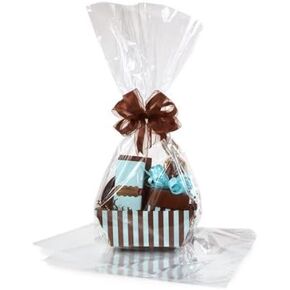 BOPP Sealable Cellophane Bags and Clear Gift Basket Wrap Packaging, Clear Cello Wrapping for Baby Shower, Wedding Party, or Event Giveaways, 10 Pack (16 x 24) in Kuwait