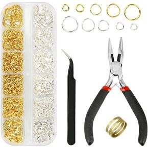 Kingsdun 1200Pcs Jump Rings for Jewelry Making with Lobster Clasps & Needle Nose Pliers, Jump Ring Opener and Tweezers, Jewelry Findings Tool Kit for Making Supplies and Necklace Repair in Kuwait