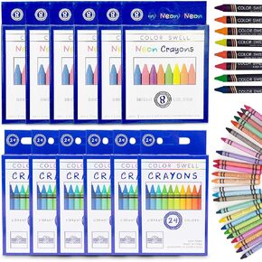 عبوات كبيرة من ألوان تلوين عادية ونيون - 6 صناديق من أقلام تلوين نيون ممتعة و6 صناديق من أقلام تلوين عادية ملونة بجودة المعلم وحزم الفصول الدراسية المتينة للأطفال والطلاب in Kuwait