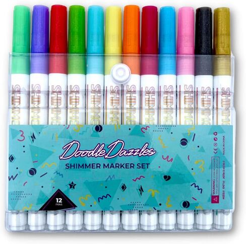 مجموعة علامات DoodleDazzles اللامعة - قلم تحديد خارجي مزدوج الخط - أقلام معدنية - هدايا للفتيات والأولاد والأطفال والنساء، إلخ. - لوازم مدرسية رائعة للرسم، والكريسماس، والأعمال اليدوية، والمزيد - 20 قطعة in Kuwait