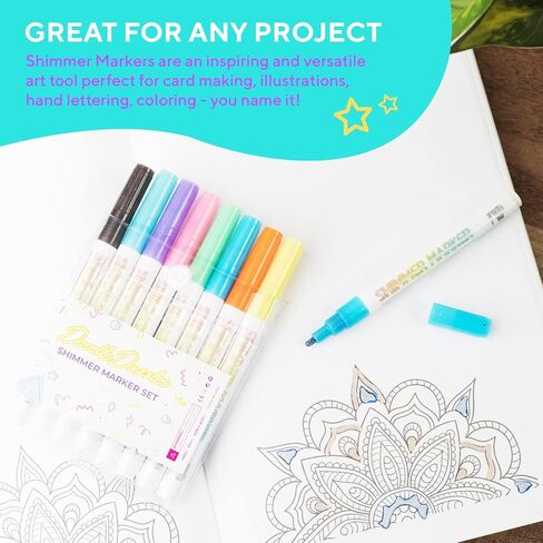 مجموعة علامات DoodleDazzles اللامعة - قلم تحديد خارجي مزدوج الخط - أقلام معدنية - هدايا للفتيات والأولاد والأطفال والنساء، إلخ. - لوازم مدرسية رائعة للرسم، والكريسماس، والأعمال اليدوية، والمزيد - 20 قطعة in Kuwait
