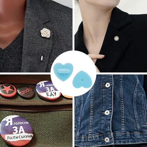 50Pcs Rubber Pin Backs Locking, Locking Pin Backs with Storage Case, Pin Backs Pin Keepers for Brooch Tie Hat Badge Insignia, Light Blue Heart Shape Pin Locks in Kuwait