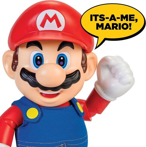 SUPER MARIO It's-A Me, Mario! Collectible Action Figure, Talking Posable Mario Figure, 30+ Phrases and Game Sounds – 12 Inches Tall!, Orange in Saudi Arabia