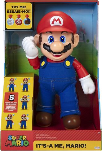 SUPER MARIO It's-A Me, Mario! Collectible Action Figure, Talking Posable Mario Figure, 30+ Phrases and Game Sounds – 12 Inches Tall!, Orange in Saudi Arabia