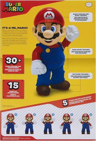 SUPER MARIO It's-A Me, Mario! Collectible Action Figure, Talking Posable Mario Figure, 30+ Phrases and Game Sounds – 12 Inches Tall!, Orange in Saudi Arabia