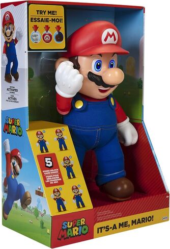 SUPER MARIO It's-A Me, Mario! Collectible Action Figure, Talking Posable Mario Figure, 30+ Phrases and Game Sounds – 12 Inches Tall!, Orange in Saudi Arabia