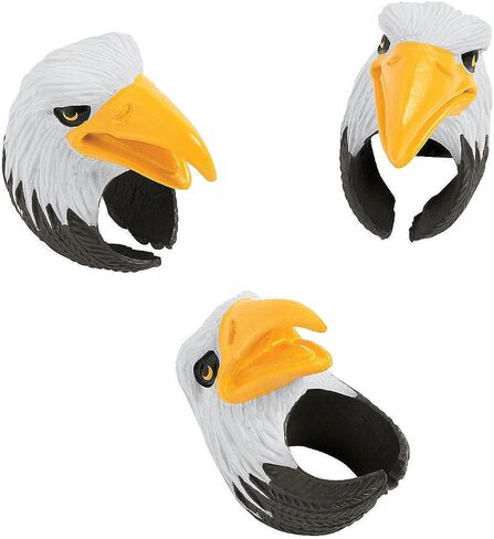 Fun Express Bald Eagle Rings - Set of 12 - USA, Patriotic and Fourth of July Jewelry Party Supplies in Saudi Arabia