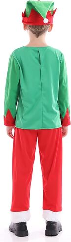 زي Funivals Santa Elf مع عصابة رأس قبعة للجنسين للأطفال لعيد الميلاد، زي سانتا قزم أخضر للأولاد للحفلات التنكرية in Kuwait