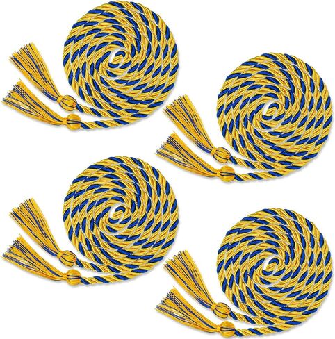 4 Pieces Graduation Cords Polyester Yarn Honor Cord Braided Double Grad Cords with Tassels, 67 Inch for Graduates (Red, White and Blue) in Saudi Arabia