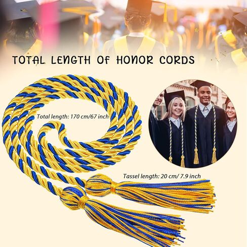 4 Pieces Graduation Cords Polyester Yarn Honor Cord Braided Double Grad Cords with Tassels, 67 Inch for Graduates (Red, White and Blue) in Saudi Arabia