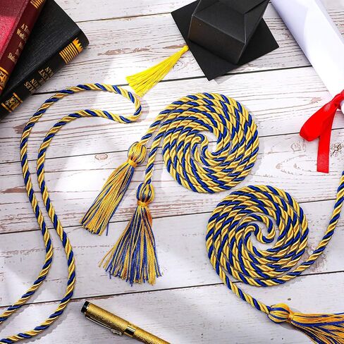4 Pieces Graduation Cords Polyester Yarn Honor Cord Braided Double Grad Cords with Tassels, 67 Inch for Graduates (Red, White and Blue) in Saudi Arabia