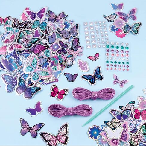 Make It Real: Sticker Chic Butterfly Bling - 150 Decorative Stickers, Removable Shoe Decals, Includes Shoelaces, Temporary Shoe Tattoos, Redecorate & Transform Your Shoes, Girls & Tweens, Ages 8+ in Saudi Arabia