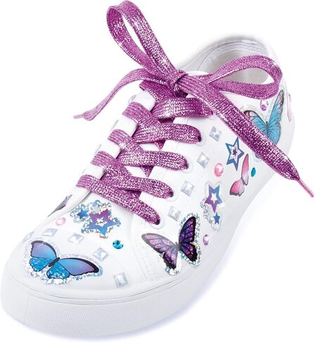 Make It Real: Sticker Chic Butterfly Bling - 150 Decorative Stickers, Removable Shoe Decals, Includes Shoelaces, Temporary Shoe Tattoos, Redecorate & Transform Your Shoes, Girls & Tweens, Ages 8+ in Saudi Arabia