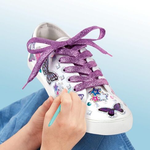Make It Real: Sticker Chic Butterfly Bling - 150 Decorative Stickers, Removable Shoe Decals, Includes Shoelaces, Temporary Shoe Tattoos, Redecorate & Transform Your Shoes, Girls & Tweens, Ages 8+ in Saudi Arabia