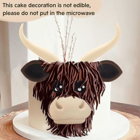 بوليمر كلاي كعكة توبر قطيع محايد المرتفعات بقرة حزب الديكور لحيوانات المزرعة 1st 2nd 3rd صبي أو فتاة عيد ميلاد الجنس تكشف الجدول الملحقات المركزية in Kuwait