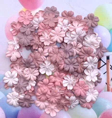 100 قطعة مصنوعة يدويًا من زهور التوت الورقية باللون الوردي الباستيل 30x30 مم لسكرابوكينغ الزفاف DIY لوازم الحرف اليدوية ورق البطاقات (زهور الكرز Sukura) in Kuwait