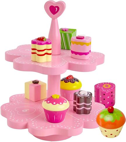 مجموعة شاي دراجون درو للبنات الصغار - لعبة مجموعة الشاي الخشبية التظاهري - مجموعة ألعاب الشاي، حامل مغناطيسي للكعك - in Kuwait