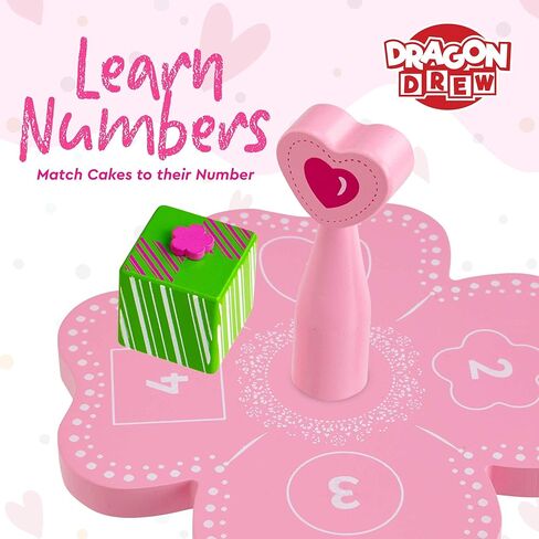 مجموعة شاي دراجون درو للبنات الصغار - لعبة مجموعة الشاي الخشبية التظاهري - مجموعة ألعاب الشاي، حامل مغناطيسي للكعك - in Kuwait