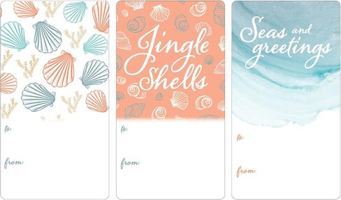Coral Beach Christmas Gift Tag Stickers, 75 Labels - Peel and Stick Seashell Gift Tags in Saudi Arabia