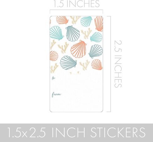 Coral Beach Christmas Gift Tag Stickers, 75 Labels - Peel and Stick Seashell Gift Tags in Saudi Arabia