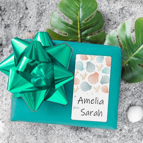 Coral Beach Christmas Gift Tag Stickers, 75 Labels - Peel and Stick Seashell Gift Tags in Saudi Arabia